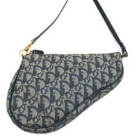 Christian Dior Mini Saddle Pouch Oblique Canvas Navy #75316