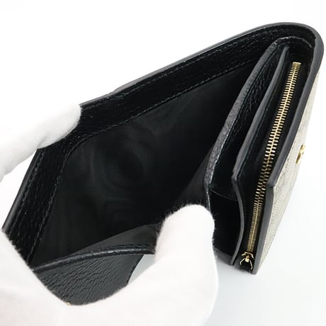 GUCCI GG Marmont Flap Wallet GG Canvas Leather Beige Black #18507