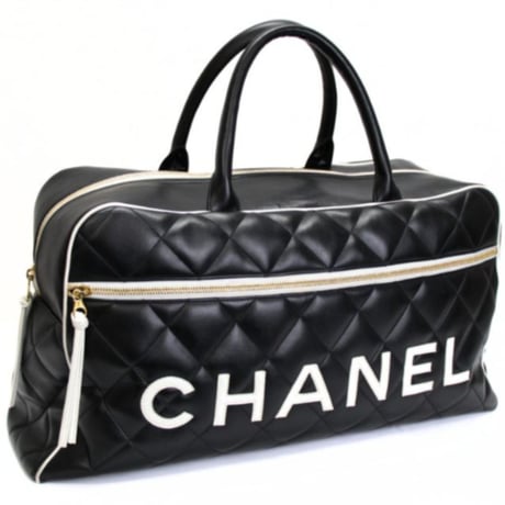 CHANEL Large Bowler Duffle Bag Quilted Leather Black #74564