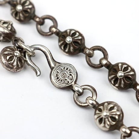 Chrome Hearts Small CH Cross 1P Diamond Pendant with Cross Ball Necklace 20Inches #103605