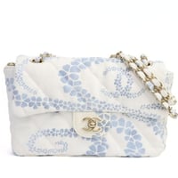 CHANEL Coco Beach Small Single Flap Bag Quilted Printed Denim #19249