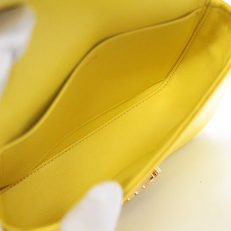 CELINE Nano Triomphe Shoulder Bag Calf Leather Yellow #74147