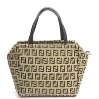 FENDI Mini Tote Bag Zucchino Canvas Brown Beige ＃74514