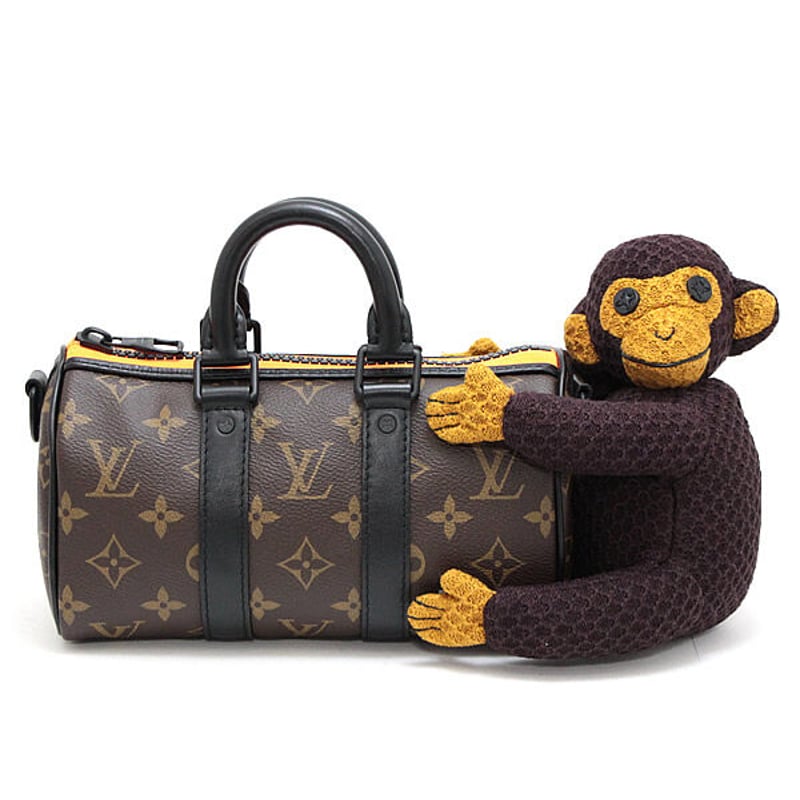 LOUIS VUITTON Monogram Monkey Keepall Nano Handle Shoulder Bag Black/Brown