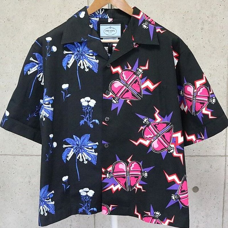 Prada floral-print short-sleeve shirt - Blue