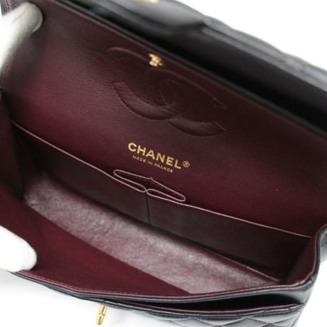 CHANEL Classic 25 Medium Double Flap Bag Quilted Lambskin Black ＃74778