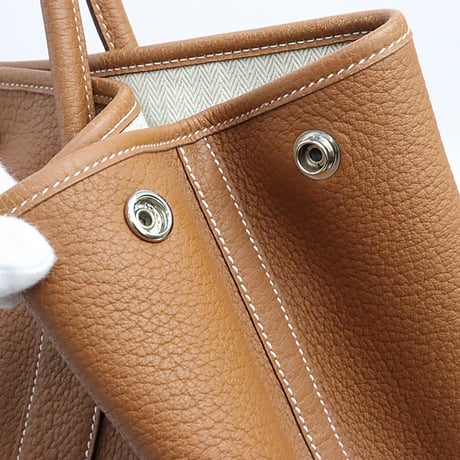 HERMES Garden Party PM Tote Bag Negonda Leather Gold ＃19096