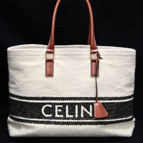 CELINE Plein Soleil Horizontal Cabas Tote Bag Canvas Leather Neutral #74178