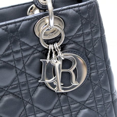 Christian Dior Medium Lady Dior Handbag Cannage Leather Navy #75313