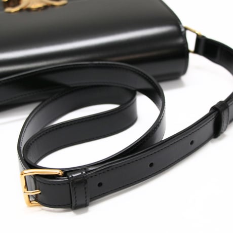 CELINE Classic Triomphe Shoulder Bag Calf Leather Black #75321