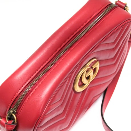 GUCCI GG Marmont Camera Bag Quilted Leather Red #73812