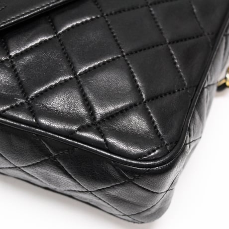 CHANEL Camera Bag with Fringe Charm Quilted Lambskin Black #74964