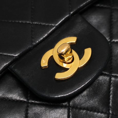 CHANEL Classic 23 Small Double Flap Bag Quilted Lambskin Black ＃73839