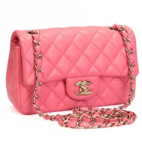 CHANEL Mini Rectangular Flap Bag Quilted Lambskin Pink #71851