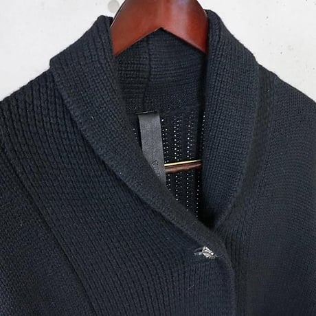 CHROME HEARTS Cashmere Long Cardigan With Leather Patches Black＃103432