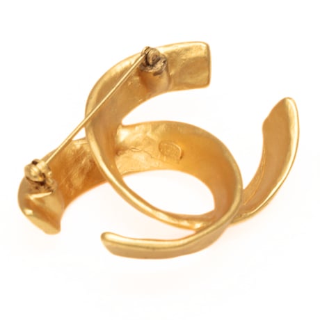 CHANEL CC Logo Motif Pin Brooch Gold-toned 00T #73009
