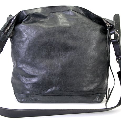 BALENCIAGA Day Messenger Bag Leather Black #69150