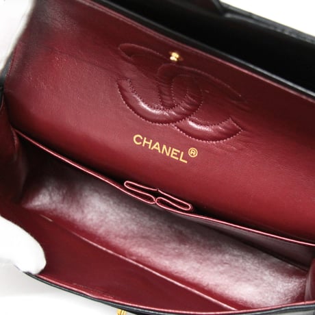 CHANEL Classic 25 Medium Double Flap Bag Quilted Lambskin Black ＃74606