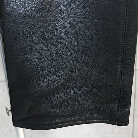 Chrome Hearts Fleur Knee Leather Pants with Cross Patch #102433