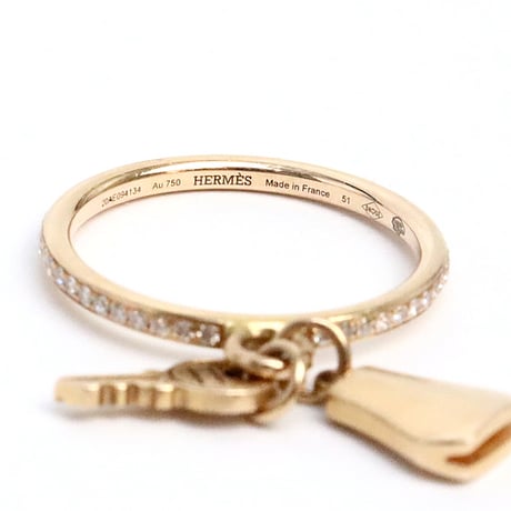 HERMES Small Model Kelly Clochette Ring 18K Pink Gold Diamond #18320