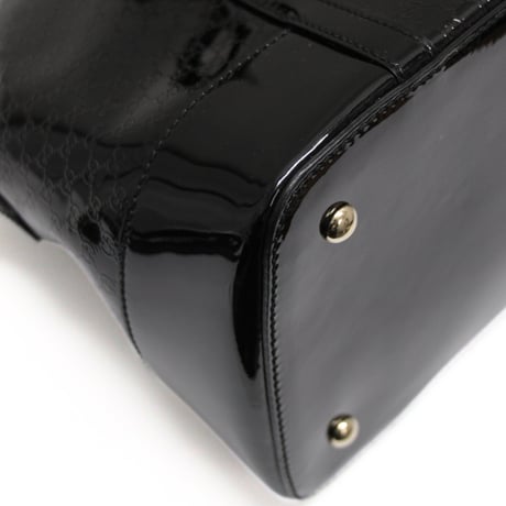 GUCCI Nice Top Handle Bag Microguccissima Patent Leather Black #74110
