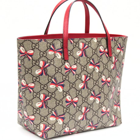GUCCI Children's Tote Bag GG Ribbon Printed Canvas Beige #75218