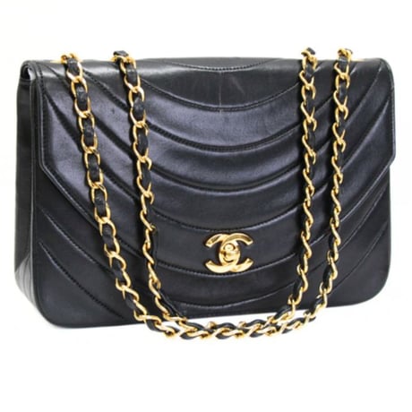 CHANEL Half Moon Flap Bag Quilted Lambskin Black #72911