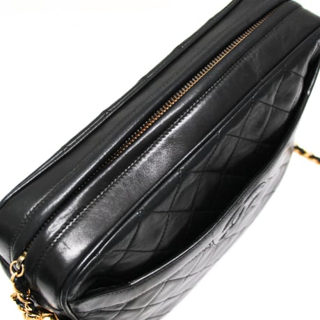 CHANEL Camera Bag with Fringe Charm Quilted Lambskin Black #75168