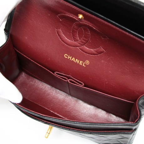 CHANEL Classic 25 Medium Double Flap Bag Quilted Lambskin Black #75113