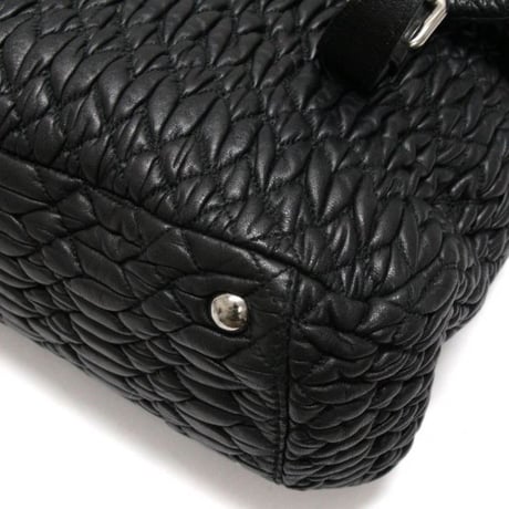 Miu Miu Matelasse Flap Shoulder Bag Leather Black #75026