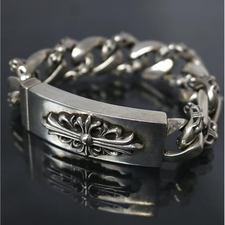 Chrome Hearts Floral Cross ID Fancy Link Bracelet #102268