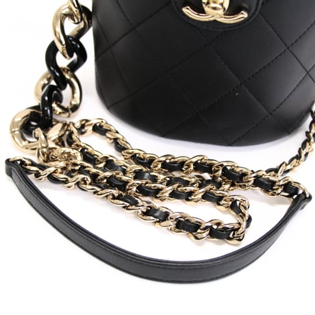 CHANEL Resin Elegant Chain Vanity Case Quilted Lambskin Black #73079