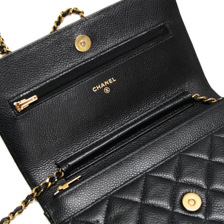 CHANEL Wallet on Chain Bag Quilted Caviar Black #75198