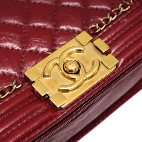 CHANEL Small Jacket Boy Flap Bag Quilted Aged Calfskin Red ＃73465