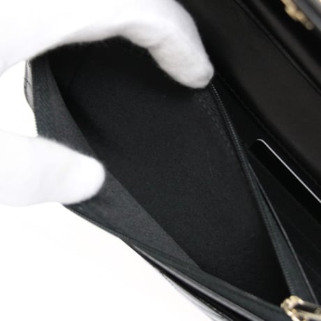 CHANEL Wallet on Chain Bag Quilted Patent Black #74436