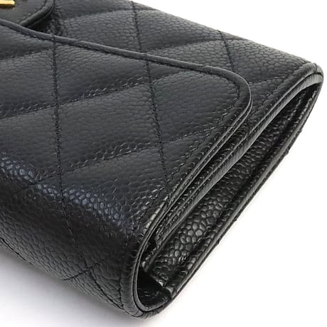 CHANEL Classic Flap Wallet Quilted Caviar Black #19351