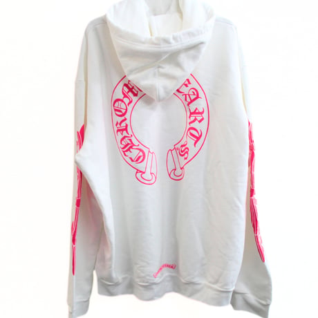 Chrome Hearts Horseshoe Floral Cross Sleeve Hoodie White & Pink #30472