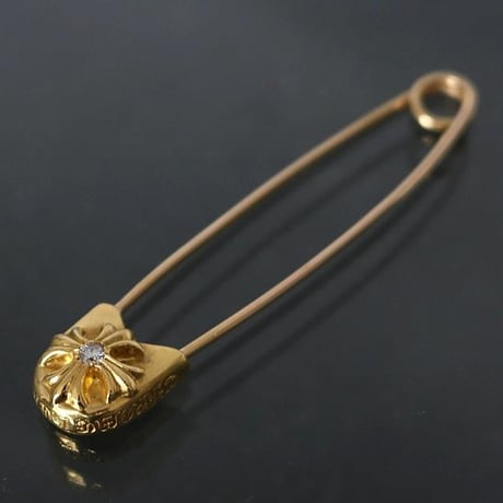 Chrome Hearts 1P Diamond 22K Safety Pin Large Pendant  #100003