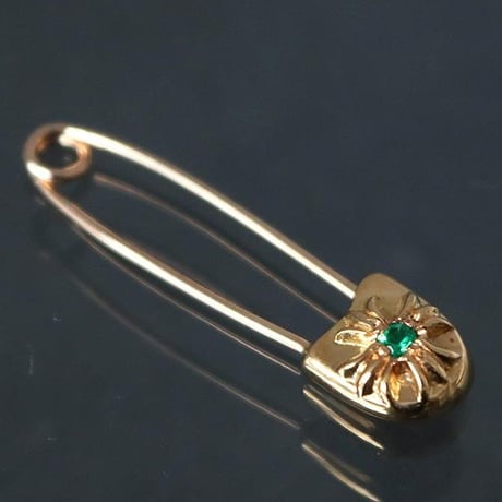 【Brand New】 Chrome Hearts 1P Emerald CH Plus 22K Safety Pin Small Pendant  #98625