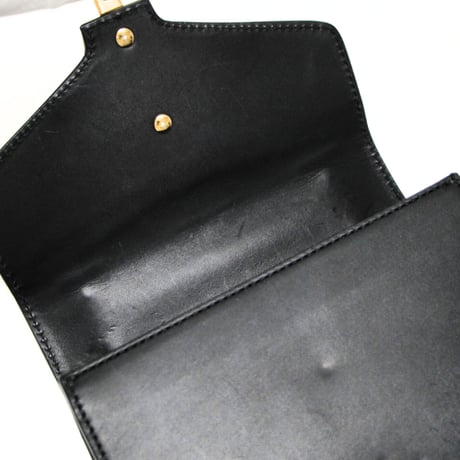 GUCCI Mini Sylvie Flap Shoulder Bag Leather Black #73396