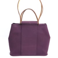 HERMES Cabag PM Shoulder Bag Toile O Leather Purple ＃18574