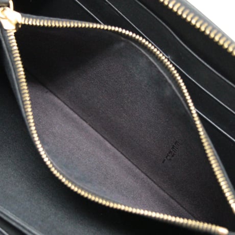 FENDI Monster Eyes Zip-around Wallet Leather Black #75004