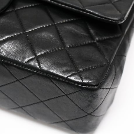 CHANEL Classic 23 Small Double Flap Bag Quilted Lambskin Black #75223