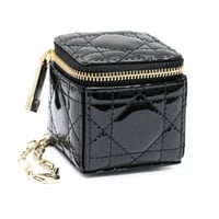 Christian Dior Micro Lady Dior Cube Pouch Cannage Patent Black #73121
