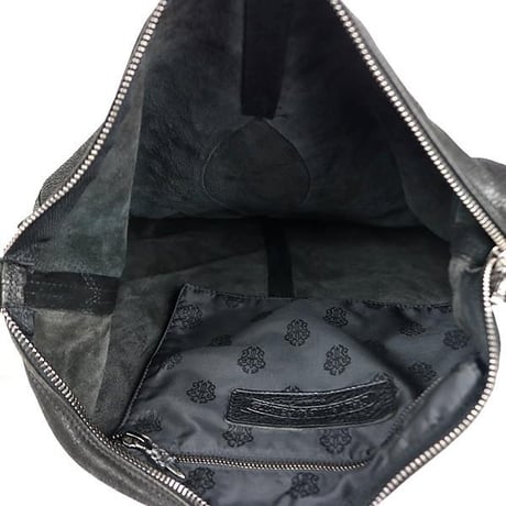 Chrome Hearts Lelo Flannie Patch Shoulder Bag Destroyed Leather Black Rhodium #103535