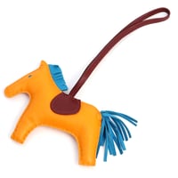 HERMES Rodeo MM Bag Charm Agneau Milo Jaune d'Or/Poussière/Bleu Agate ＃19091