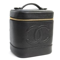 CHANEL CC Logo Vanity Bag Caviar Black #19155
