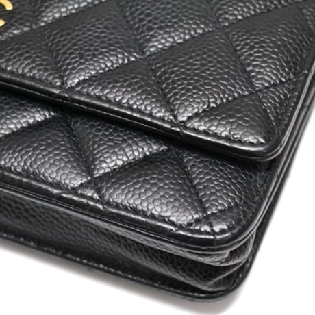 CHANEL Wallet on Chain Bag Quilted Caviar Black #75198