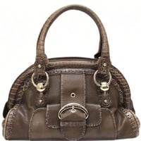 CELINE Bisbille Satchel Bag Crocodile Embossed Leather Light Brown #73940