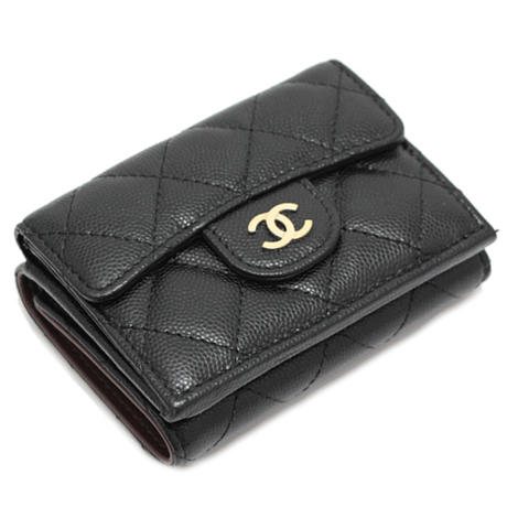 Chanel Classic Medium Flap Wallet In Grained Calfskin With Gold Hardware ( Wallets and Small Leather Goods,Wallets)